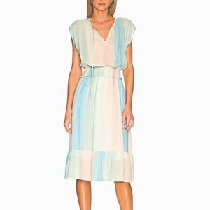 Rails Ashlyn Sunset Gradient Ombre Summery Linen Blend Smocked Midi Dress Small